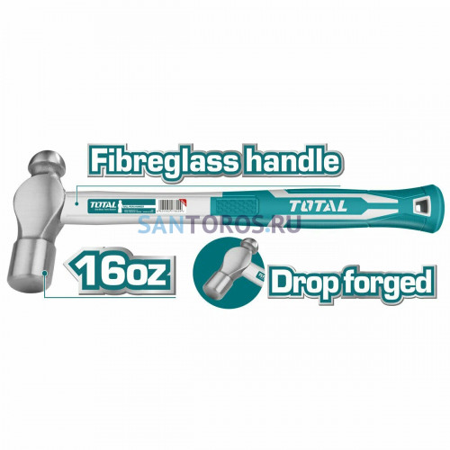Двухсторонний круглый молоток 450 г TOTAL (THRBPH0166 ТОТАЛ)