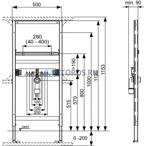 Инсталляция для установки раковины TECEprofil 9310000