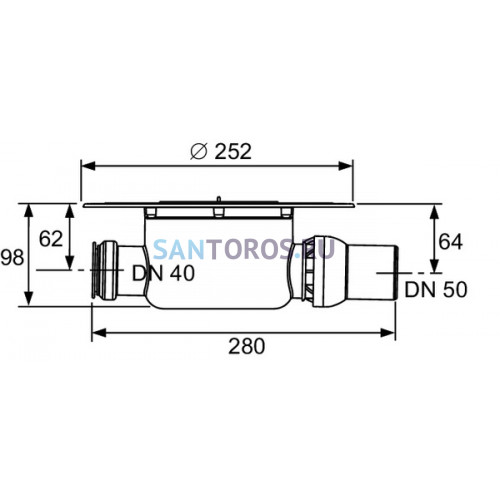 Сифон TECEdrainpoint S 50 мм, горизонтальный, TECE 3601500