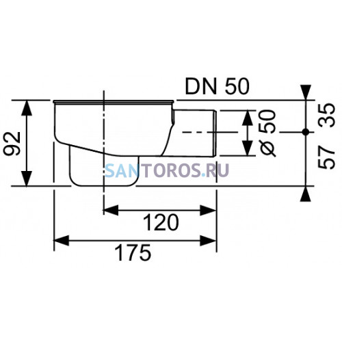 Сифон для душевого лотка TECEdrainline DN50 боковой слив 650001