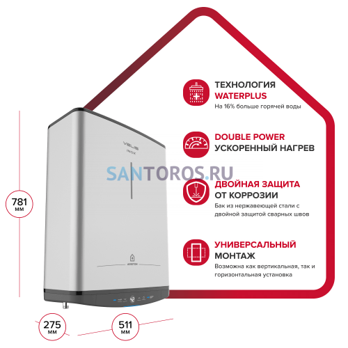 Водонагреватель Ariston ABS VLS PRO INOX R 50, электрический накопительный (3700686 Аристон)