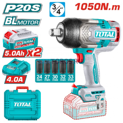 Ударный гайковерт TOTAL  20В 1050 Нм TOTAL