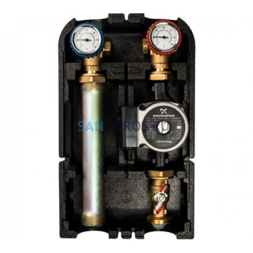 Насосная группа с прямым контуром 1" с насосом Grundfos UPSO 25-65 180 в теплоизоляции Stout