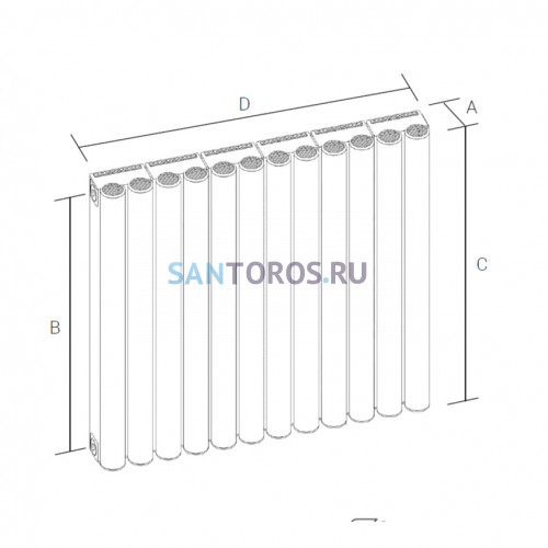 Радиатор АСКОН Organ РСО 80/1200 (11 секций, 36,96 м, 1240м х 1027м) РСО 80/1200/11