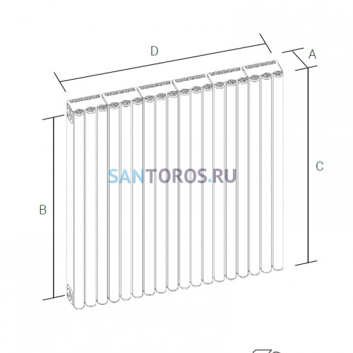 Радиатор АСКОН Antara РСА 60/200 (8 секций, 5,52 м, 240м х 668м) РСА 60/200/8
