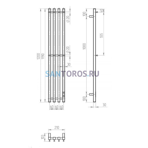 Электрический полотенцесушитель X-4 Plaza Neo  120/18  Оружейная сталь D122608