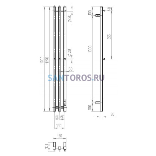 Электрический полотенцесушитель X-3 Neo 120/12 Оружейная сталь D122660