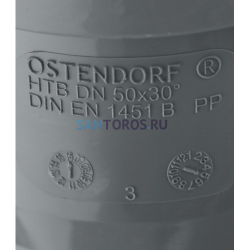 Отвод канализационный HTB 50 30° Ostendorf 112110