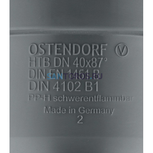 Отвод канализационный HTB 40 90° Ostendorf 111140