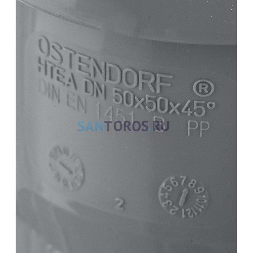 Тройник канализационный HTEA 50х50/45° Ostendorf 112200