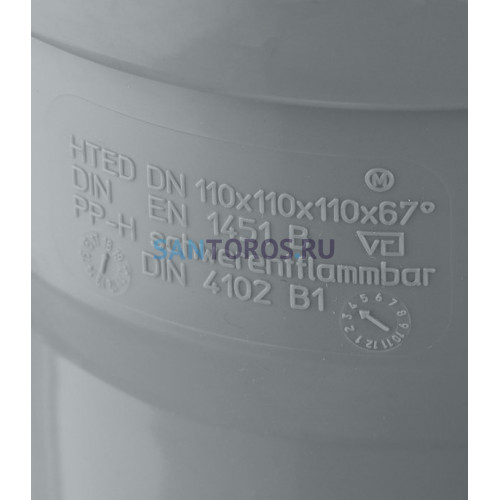 Крестовина канализационная HTED 110х110х110 67° двухплоскостная Ostendorf 115920