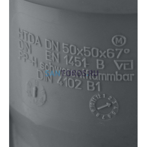 Крестовина канализационная HTDA 50х50х50 67° одноплоскостная Ostendorf 112900