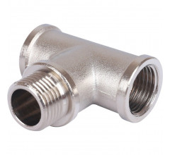 Тройник латунный ВНВ 1/2"x1/2"x1/2", никелированный Stout