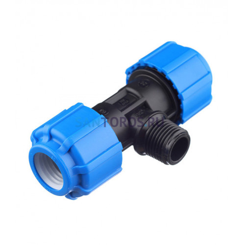 Тройник с наружной резьбой 20x1/2x20 ПНД Политэк 51201220ПОЛИТЭК