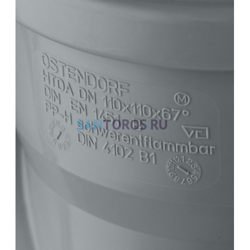 Крестовина канализационная HTDA 110х110х110 67° одноплоскостная Ostendorf 115900