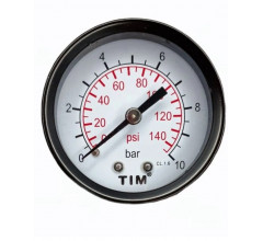 Манометр аксиальный 50 мм 1/4", 0-10 бар TIM