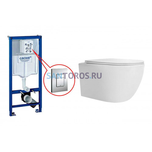 Комплект Инсталляция GROHE Rapid SL+ Унитаз подвесной CERONDA CR001 38772001+CR001