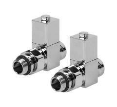 Набор дизайн-вентилей ROYAL THERMO CUBE прямой, хром, 1/2"