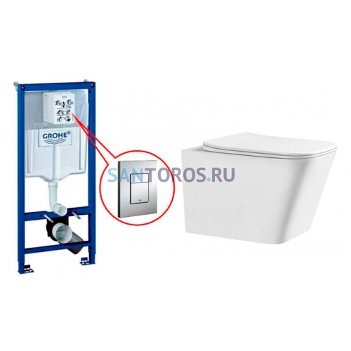 Комплект Инсталляция GROHE Rapid SL+ Унитаз подвесной CERONDA CR004 38772001+CR004