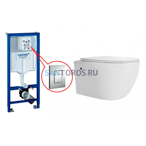 Комплект Инсталляция GROHE Rapid SL+ Унитаз подвесной CERONDA CR008 38772001+CR008