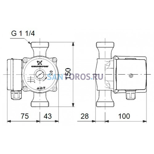 Насос циркуляционный UP 20-30 N-150 Grundfos (59643500 Грундфос)