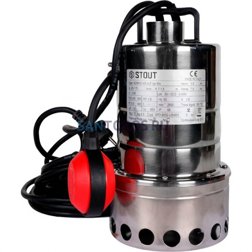 Насос дренажный STOUT с поплавком (SPD-0002-200450 Стоут)