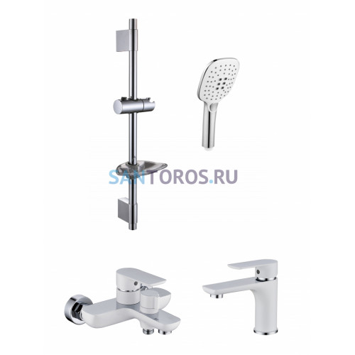 Набор для ванны 3 в 1 Grocenberg GB1009 Белый хром GB1009WC