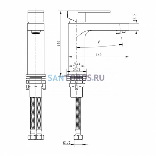 Cмеситель для раковины Grocenberg GB1011 Хром GB1011CR