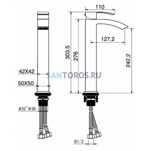 Смеситель для раковины Высокий Grocenberg GB3007MG Матовое золото GB3007MG