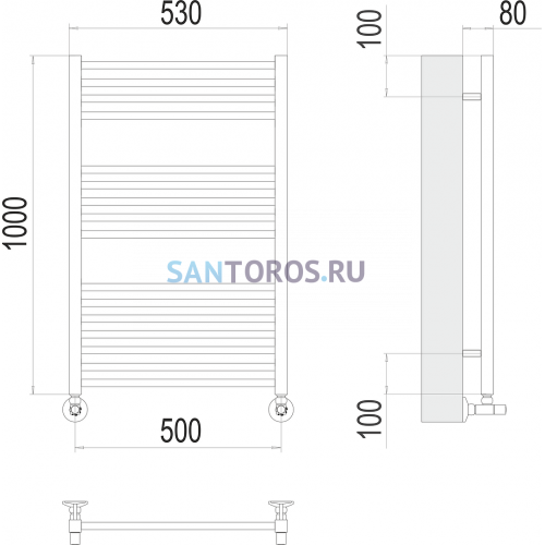 Ватикан П16 500х1000 Полотенцесушитель TERMINUS 4670078530523