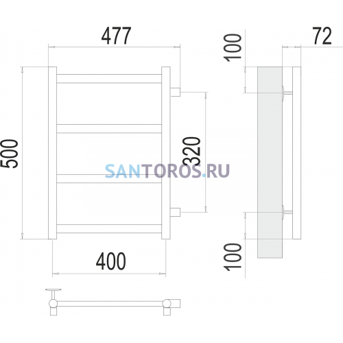 Аврора П4 400х500 бп320 Полотенцесушитель TERMINUS 4670078529855