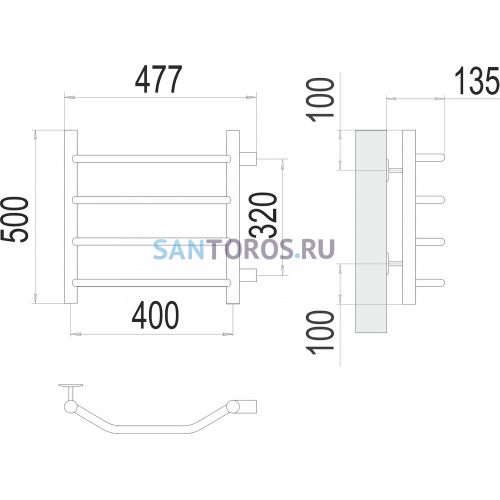 Виктория П4 400х500 бп320 Полотенцесушитель TERMINUS 4670078530042