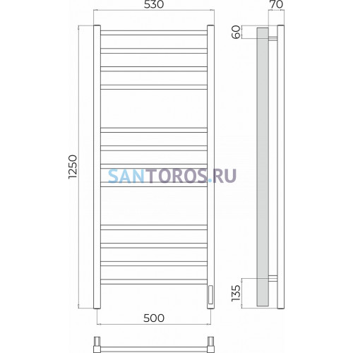 Ватикан П12 500х1250 Электро (quick touch) Полотенцесушитель TERMINUS