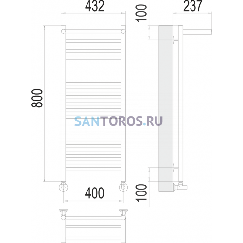 Аврора с/п П16 400х800 Полотенцесушитель TERMINUS 4670078529411