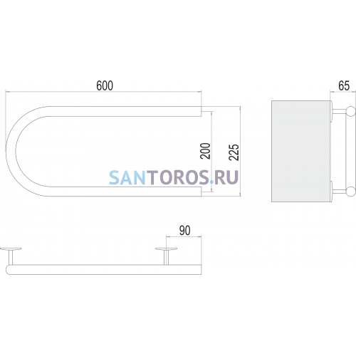 Электро 25 П-обр 600х200 Полотенцесушитель TERMINUS