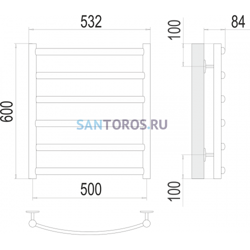 Атланта+ П6 500х600 Полотенцесушитель TERMINUS 4670078529985