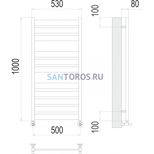 Латте П11 500х1000 Полотенцесушитель TERMINUS 4670078530707