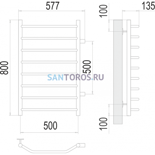 Виктория П8 500х800 бп500 Полотенцесушитель TERMINUS 4670078530110