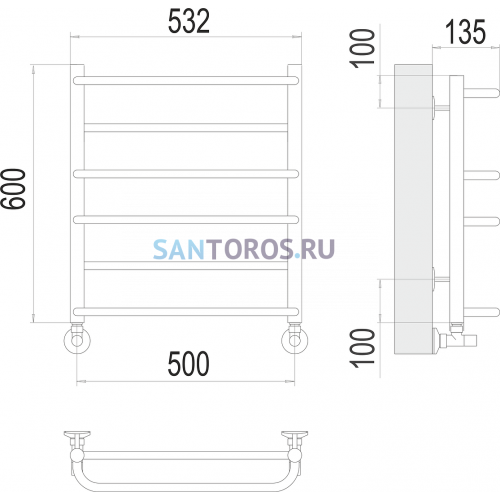 Евромикс П6 500х600 Полотенцесушитель TERMINUS 4670078530141