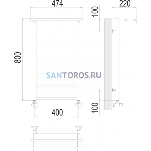 Контур с/п П7 400х800 Полотенцесушитель TERMINUS 4670078529701