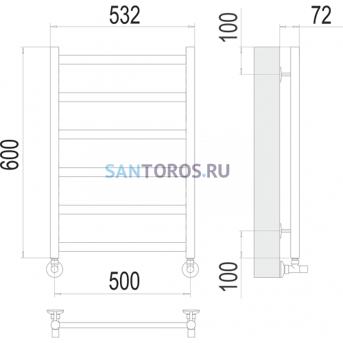 Водяной полотенцесушитель TERMINUS Аврора П6 500х600 4670078529893