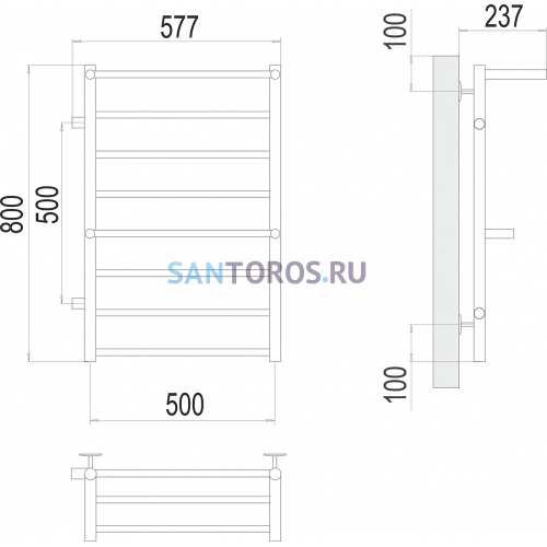 Анкона П8 500х800 бп500 слева Полотенцесушитель TERMINUS 4670078531476
