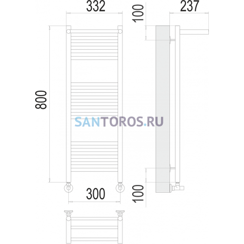 Аврора с/п П16 300х800 Полотенцесушитель TERMINUS 4670078529404