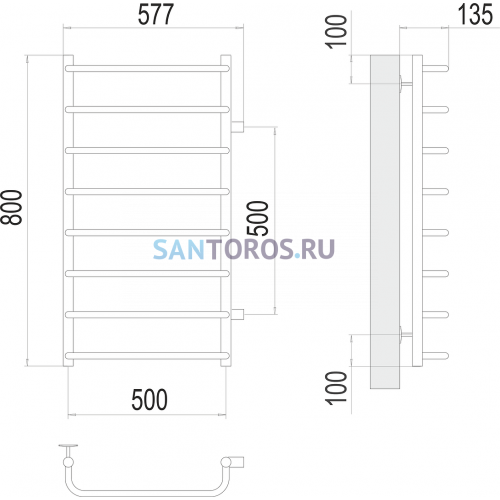 Стандарт П8 500х800 бп500 Полотенцесушитель TERMINUS 4670078530387