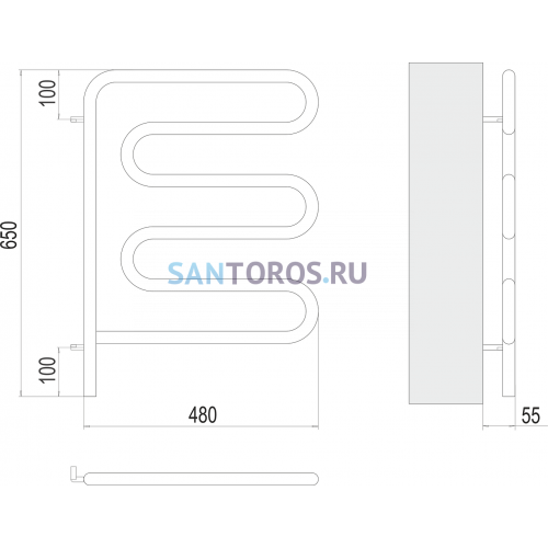Электро 25 Ш-обр 450х570 поворотный Полотенцесушитель TERMINUS