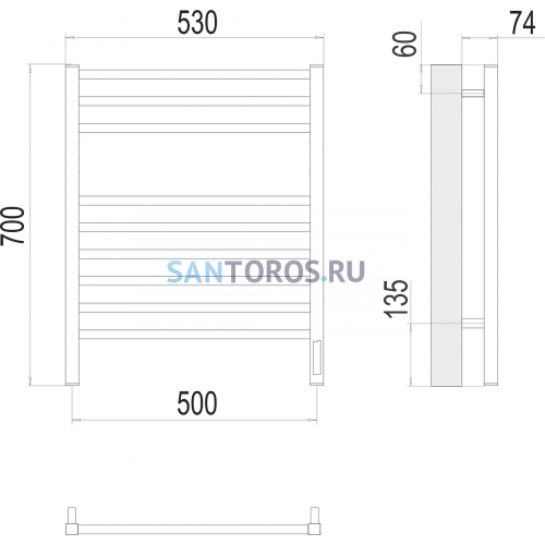 Ватикан П9 500х700 электро (sensor quick touch) Полотенцесушитель TERMINUS)