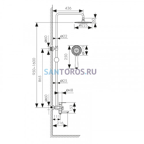 Душевая система KAISER Sonat 34082-2 (Кайзер)