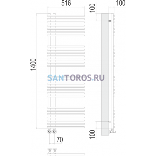 Астра П28 70х1400 Полотенцесушитель TERMINUS 4670078530516