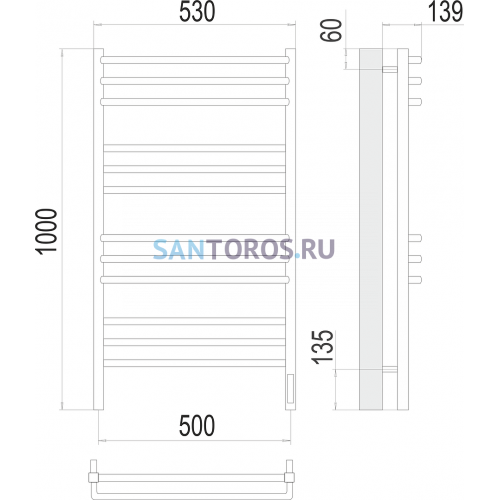 Соренто П12 500х1000 электро (sensor quick touch) Полотенцесушитель TERMINUS