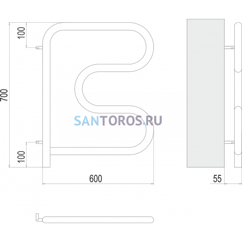 Электро 25 F-обр 600х600 поворотный Полотенцесушитель TERMINUS